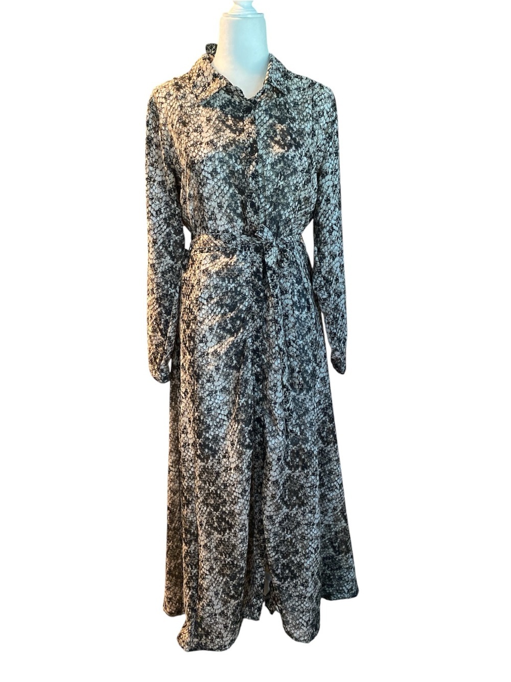 Spoon jeans Black brown & White Snake Print Maxi Shirt Dress